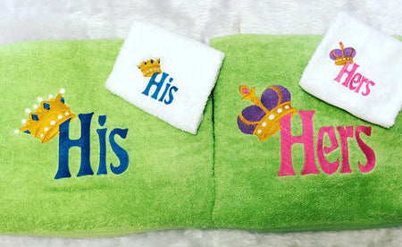 His and Her towel sets Rainbow Skye Designs