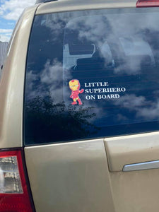 Little Superhero on board car decal