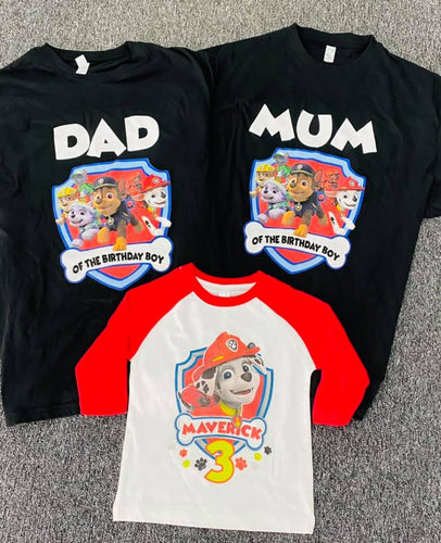 Paw Patrol Custom Tshirt Pack Birthday/Celebration