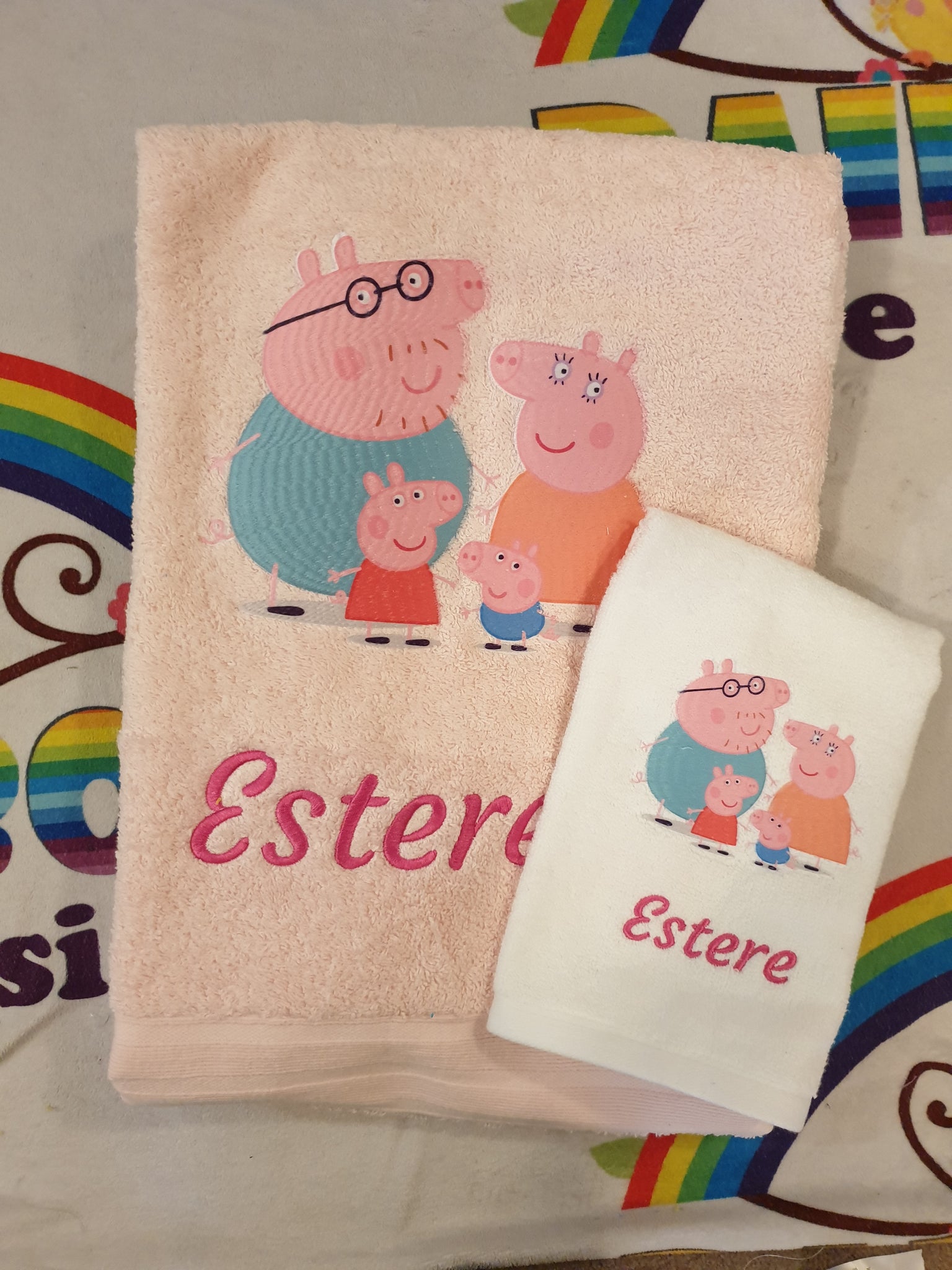 Peppa Pig Personalised Towel Rainbow Skye Designs