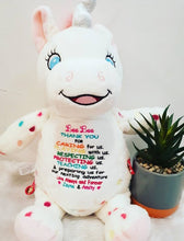 White spotty coloured Unicorn Teddy