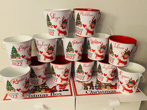 Christmas tin buckets