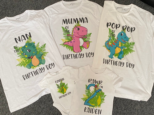 Dinosaur  Custom Tshirt Pack Birthday/Celebration