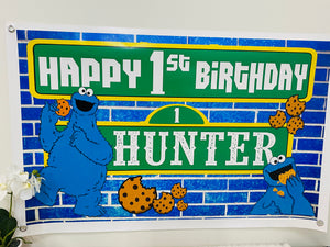 Cookie Monster birthday banner/backdrop