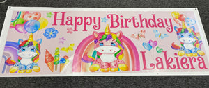 Rainbow unicorn birthday banner/backdrop