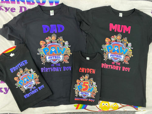 Paw patrol tshirt pack Birthday/Celebration