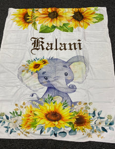 Sunflowers elephant Custom Blanket