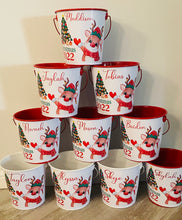 Christmas tin buckets