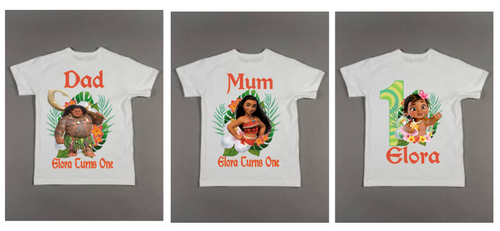 Moana Custom Tshirt Pack Birthday/Celebration